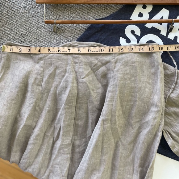 Sarah Pacini Oatmeal Beige Linen Harem Wide Leg Designer Pants with Sash Belt M - Picture 7 of 12